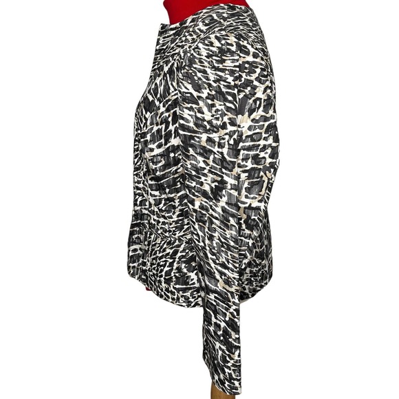 Chico women's jacket blazer black white brown open front faux pockets cotton 3 - Picture 5 of 9